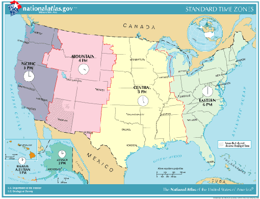 time zones us. a map of U.S. Time Zones: