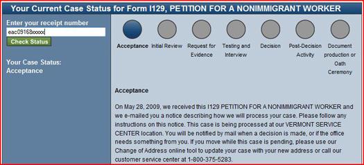 USCIS Case Status Acceptance