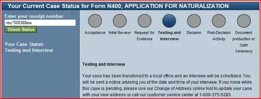 USCIS Case Status Testing and Interview